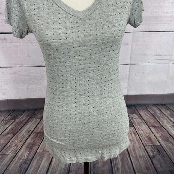 Vocal Tee Shirt Top Womens Small Gray Embellished Studded Stretch Western Grunge - Picture 3 of 11